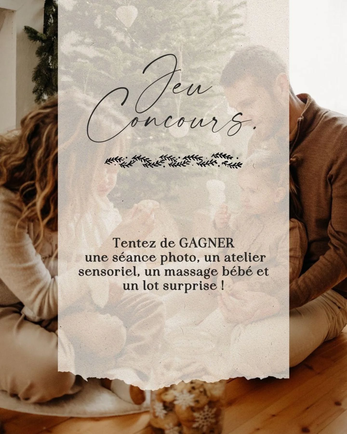 🎄 GRAND CONCOURS DE NOËL – 4 lots, 4 gagnants ! 🎄

Pour célébrer décembre, nous nous réunissons pour vous gâter : @petit_pas_petit , @atelierlibellule_normandie , @royaume_des_oursons et @paulinebetton .

🎁 Les lots à gagner :

✨ Un massage bébé ou un atelier yoga avec Petit Pas Petit, selon l’âge de l’enfant : sur rendez-vous au studio de Beuzeville.

✨ Une activité sensorielle avec L’Atelier des Libellules : prochaine session au studio de Beuzeville le 31 janvier.

✨ Une mini-séance photo avec Pauline Betton Photographie : 20 minutes, 5 photos, dans un rayon de 20 km autour de Pont-Audemer.

✨ Un lot surprise avec Le Royaume des Oursons : adapté à l’âge de l’enfant.

⭐️ Pour participer :
- Aimer les 4 pages participantes
- Aimer le post 
- Identifier une personne en commentaire
- Indiquer le lot que vous souhaitez gagner

Si vous souhaitez participer pour plusieurs lots, merci de laisser un commentaire par lot.
4 lots = 4 commentaires
1 lot = 1 commentaire

💌 vous pouvez reposter le concours pour nous soutenir et nous aider à le partager !

📅 Tirage au sort : vendredi 19 à partir de 21h

Bonne chance à tous et belles fêtes ! 🎄